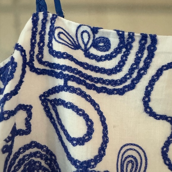 Tuckernuck l White & Royal Blue Applique Santorini Mini Dress l M - Picture 7 of 12